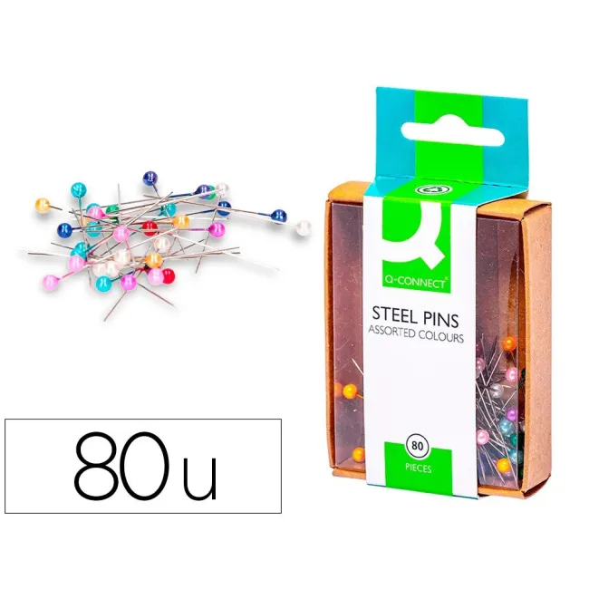 AGUJAS SEÑALIZADORAS Q-CONNECT-CAJA DE 80 UNIDADES -COLORES SURTIDOS