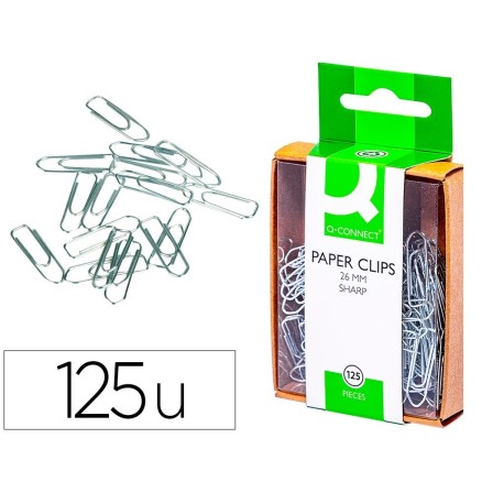 CLIPS NIQUELADOS Q-CONNECT -26 MM -CAJA DE 125 UNIDADES