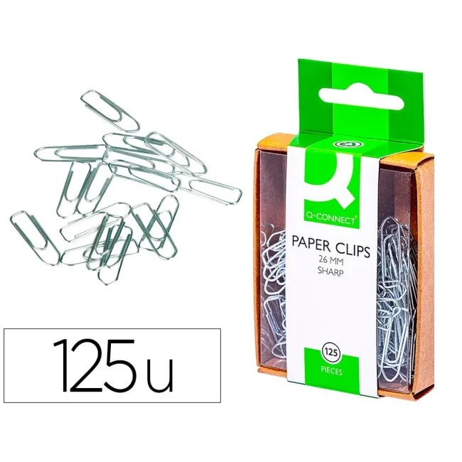 CLIPS NIQUELADOS Q-CONNECT -26 MM -CAJA DE 125 UNIDADES