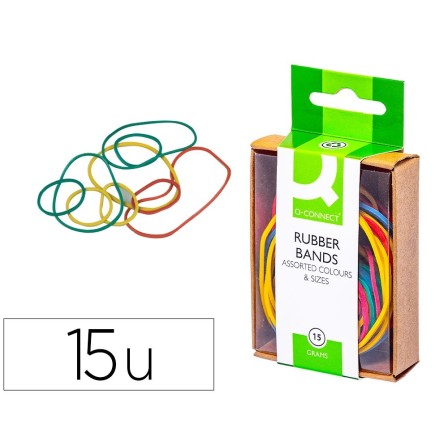 GOMILLAS ELASTICAS COLORES Q-CONNECT -CAJA DE 15 GR