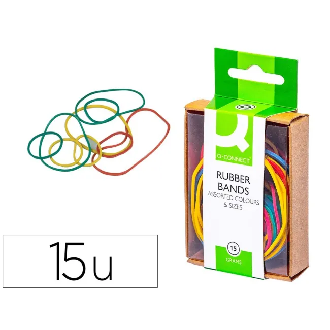 GOMILLAS ELASTICAS COLORES Q-CONNECT -CAJA DE 15 GR