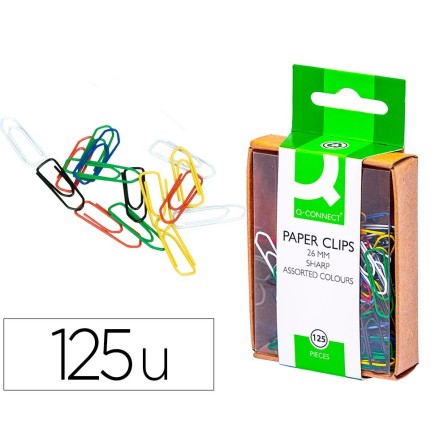 CLIPS COLORES Q-CONNECT -26 MM -CAJA DE 125 UNIDADES