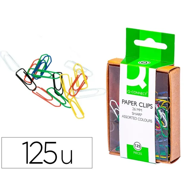 CLIPS COLORES Q-CONNECT -26 MM -CAJA DE 125 UNIDADES