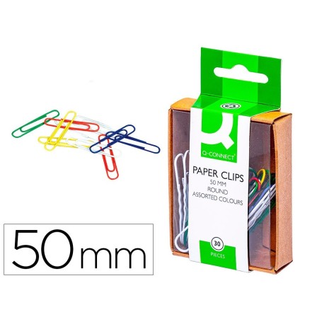 CLIPS COLORES Q-CONNECT -50 MM -CAJA DE 30 UNIDADES COLORES SURTIDOS