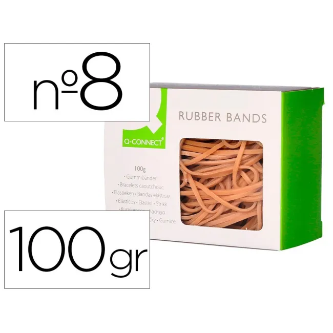 GOMILLAS ELASTICAS Q-CONNECT 100 GR NUMERO 8 80 X 2 MM