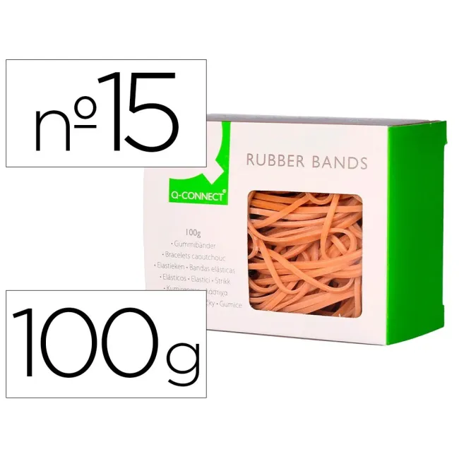 GOMILLAS ELASTICAS Q-CONNECT 100 GR NUMERO 15 150 X 2 MM
