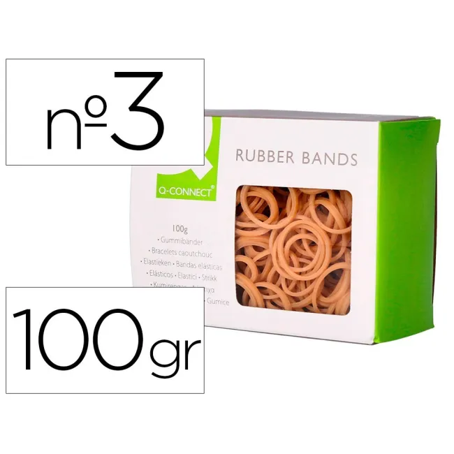 GOMILLAS ELASTICAS Q-CONNECT 100 GR NUMERO 3 30 X 2 MM