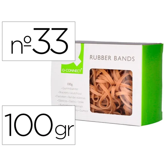 GOMILLAS ELASTICAS Q-CONNECT 100 GR NUMERO 33 90 X 3 MM
