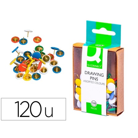 CHINCHETAS Q-CONNECT COLORES SURTIDOS -CAJA DE 120 UNIDADES