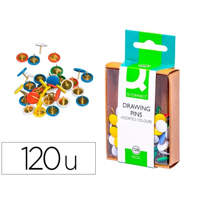 CHINCHETAS Q-CONNECT COLORES SURTIDOS -CAJA DE 120 UNIDADES