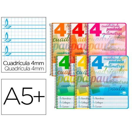 CUADERNO ESPIRAL LIDERPAPEL CUARTO PAUTAGUIA TAPA DURA 80H75 GR CUA...