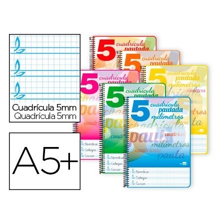 CUADERNO ESPIRAL LIDERPAPEL CUARTO PAUTAGUIA TAPA DURA 80H75 GR CUA...
