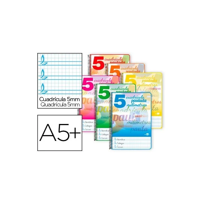 CUADERNO ESPIRAL LIDERPAPEL CUARTO PAUTAGUIA TAPA DURA 80H75 GR CUA...