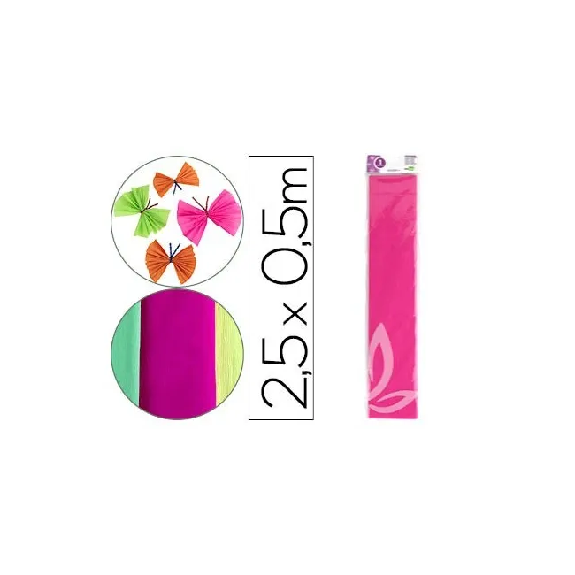 PAPEL CRESPON LIDERPAPEL 50 CM X 2,5 M 34G/M2 ROSA FLUORESCENTE