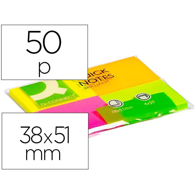 BLOC DE NOTAS ADHESIVAS QUITA Y PON Q-CONNECT 40X50 MM CON 50 HOJAS...
