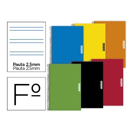CUADERNO ESPIRAL PAPERCOP FOLIO TAPA EXTRADURA 80 HOJAS PAUTA 5 2,5...