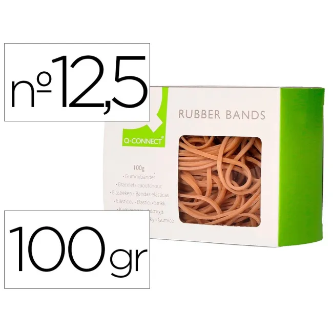 BANDAS ELASTICAS Q-CONNECT 100 GR 125 X 9 MM NUMERO 12,5
