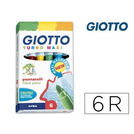 ROTULADOR GIOTTO TURBO-MAXI CAJA DE 6 COLORES LAVABLES CON PUNTA BL...