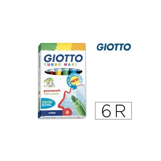 ROTULADOR GIOTTO TURBO-MAXI CAJA DE 6 COLORES LAVABLES CON PUNTA BL...