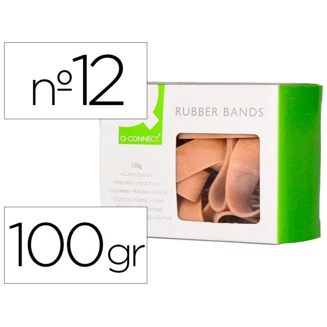 BANDAS ELASTICAS Q-CONNECT 100 GR 120X10 MM NUMERO 12