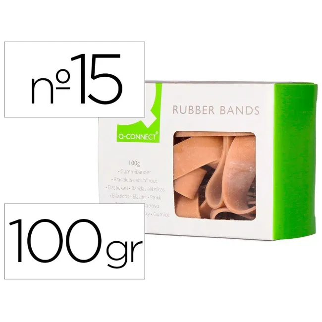 BANDAS ELASTICAS Q-CONNECT 100 GR 150X10 MM NUMERO 15