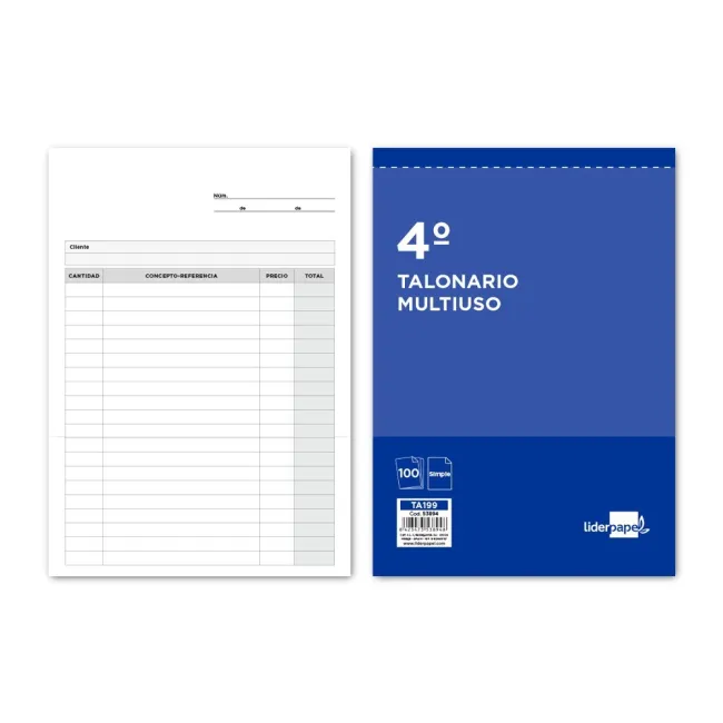 TALONARIO LIDERPAPEL MULTIUSOS CUARTO ORIGINAL T199