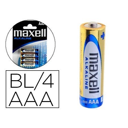 PILA MAXELL ALCALINA 1.5 V TIPO AAA LR03 BLISTER DE 4 UNIDADES