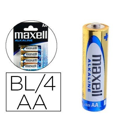 PILA MAXELL ALCALINA 1.5 V TIPO AA LR06 BLISTER DE 4 UNIDADES