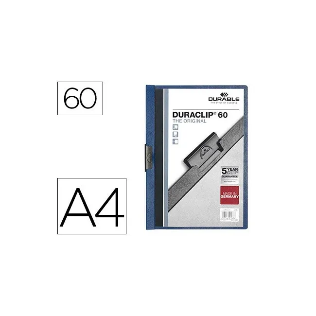 CARPETA DURACLIP DOSSIER PINZA LATERAL AZUL OSCURO CAPACIDAD 60 HOJAS