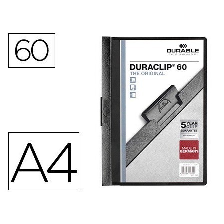 CARPETA DURACLIP DOSSIER PINZA LATERAL NEGRO CAPACIDAD 60 HOJAS