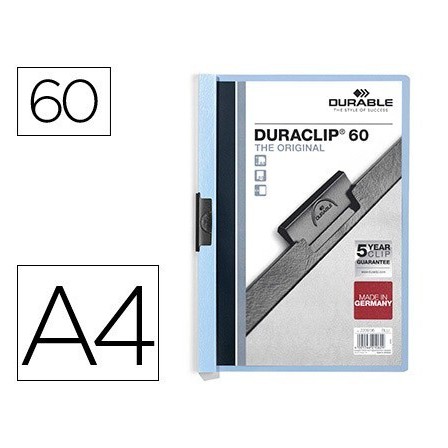 CARPETA DURACLIP DOSSIER PINZA LATERAL AZUL CAPACIDAD 60 HOJAS