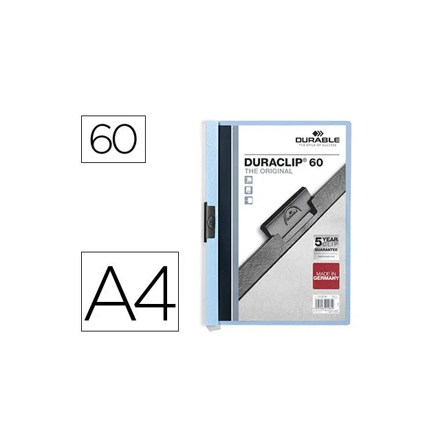 CARPETA DURACLIP DOSSIER PINZA LATERAL AZUL CAPACIDAD 60 HOJAS