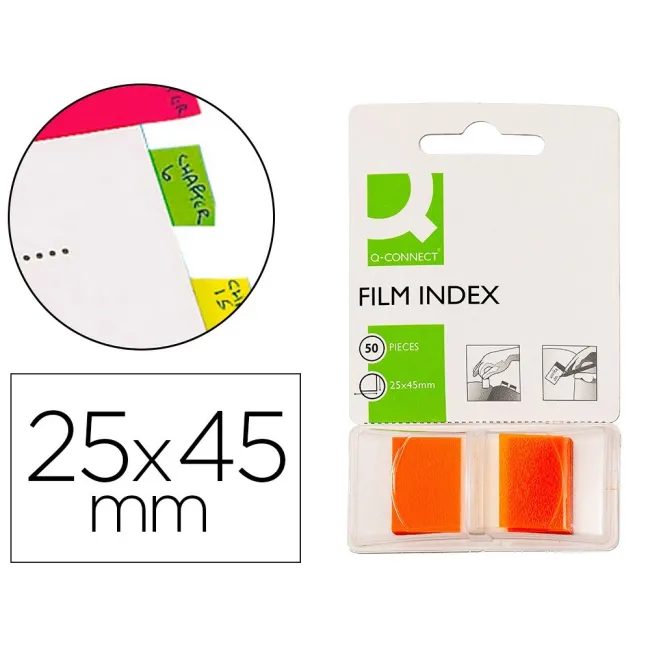 BANDERITAS SEPARADORAS Q-CONNECT NARANJAS DISPENSADORDE 50