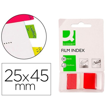 BANDERITAS SEPARADORAS Q-CONNECT ROJAS DISPENSADOR DE 50