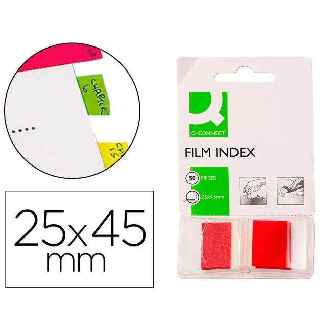 BANDERITAS SEPARADORAS Q-CONNECT ROJAS DISPENSADOR DE 50
