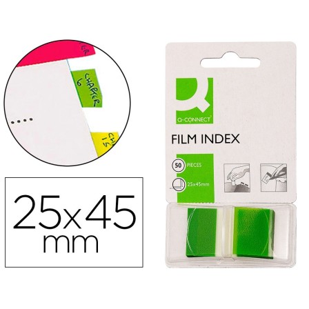 BANDERITAS SEPARADORAS Q-CONNECT VERDES DISPENSADOR DE 50