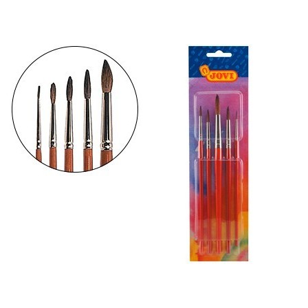 PINCELES ACUARELA JOVI BLISTER DE 5 UNIDADES SURTIDAS
