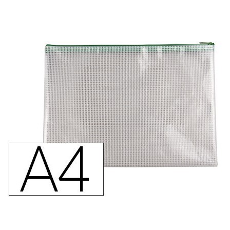 BOLSA MULTIUSOS Q-CONNECT MALLA DIN A4 APERTURA SUPERIORCON CREMALL...
