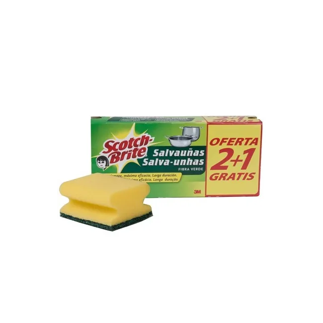 ESTROPAJO SALVAUÑAS SCOTCH BRITE FIBRA VERDE PAQUETE 3X2