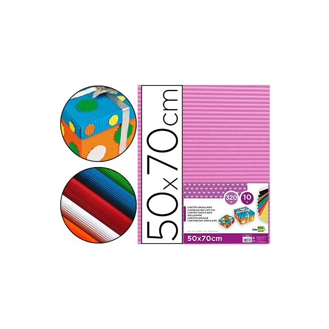 CARTON ONDULADO LIDERPAPEL 50 X 70CM 320G/M2 ROSA