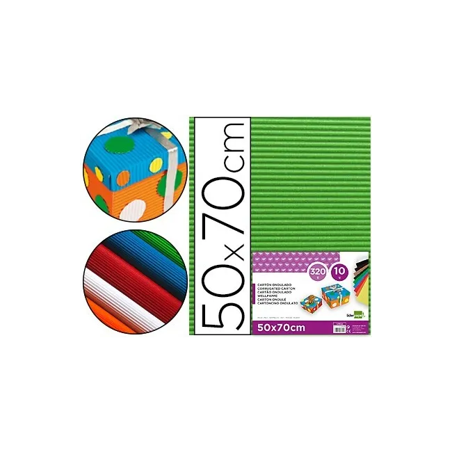 CARTON ONDULADO LIDERPAPEL 50 X 70CM 320G/M2 VERDE HOJA