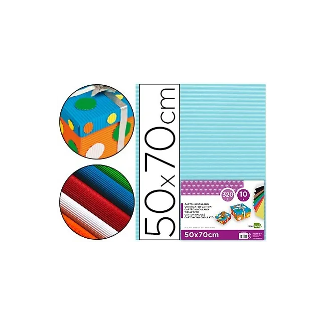 CARTON ONDULADO LIDERPAPEL 50 X 70CM 320G/M2 CELESTE