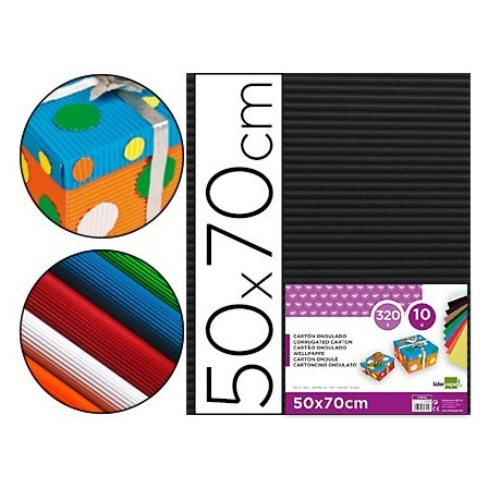 CARTON ONDULADO LIDERPAPEL 50 X 70CM 320G/M2 NEGRO