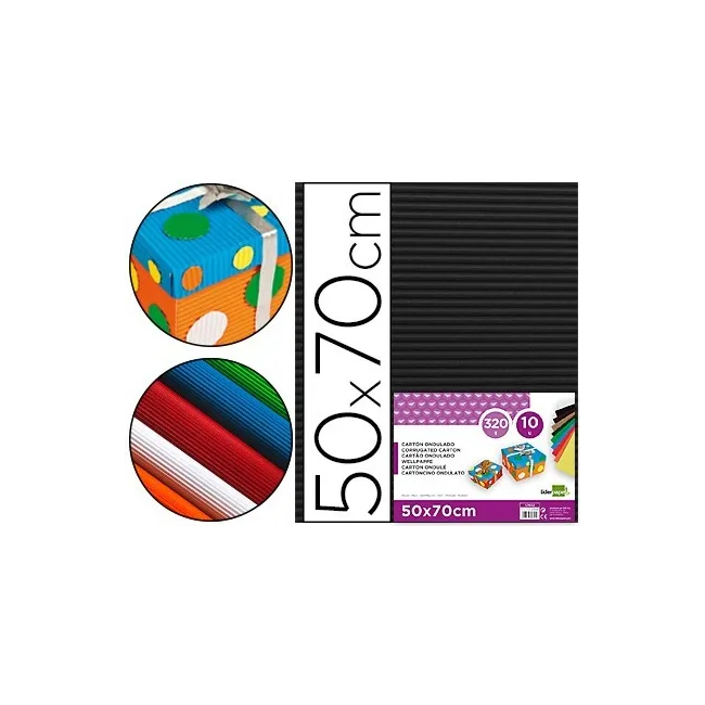 CARTON ONDULADO LIDERPAPEL 50 X 70CM 320G/M2 NEGRO
