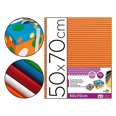 CARTON ONDULADO LIDERPAPEL 50 X 70CM 320G/M2 NARANJA