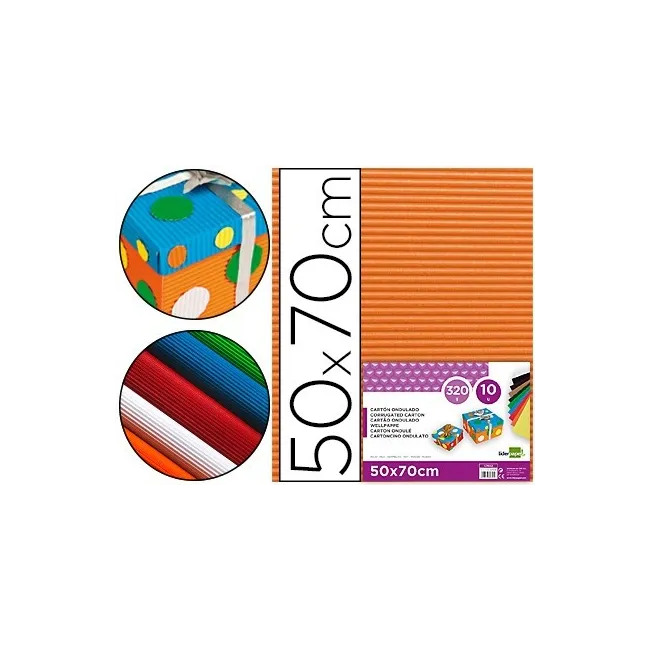 CARTON ONDULADO LIDERPAPEL 50 X 70CM 320G/M2 NARANJA