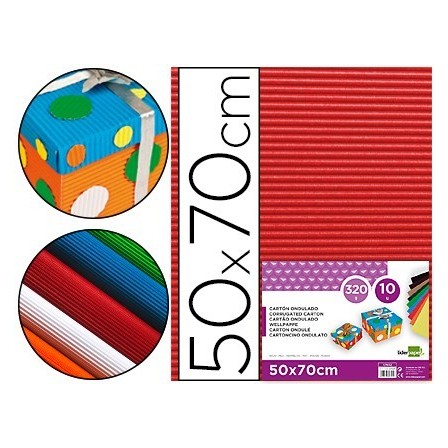 CARTON ONDULADO LIDERPAPEL 50 X 70CM 320G/M2 ROJO