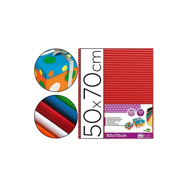 CARTON ONDULADO LIDERPAPEL 50 X 70CM 320G/M2 ROJO