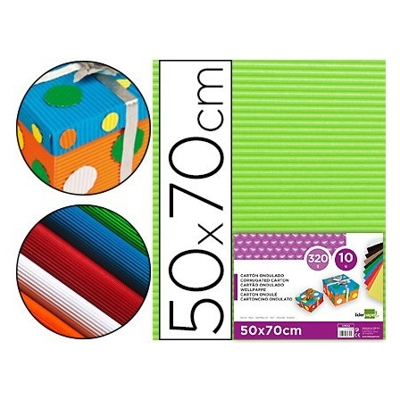 CARTON ONDULADO LIDERPAPEL 50 X 70CM 320G/M2 VERDE PISTACHO