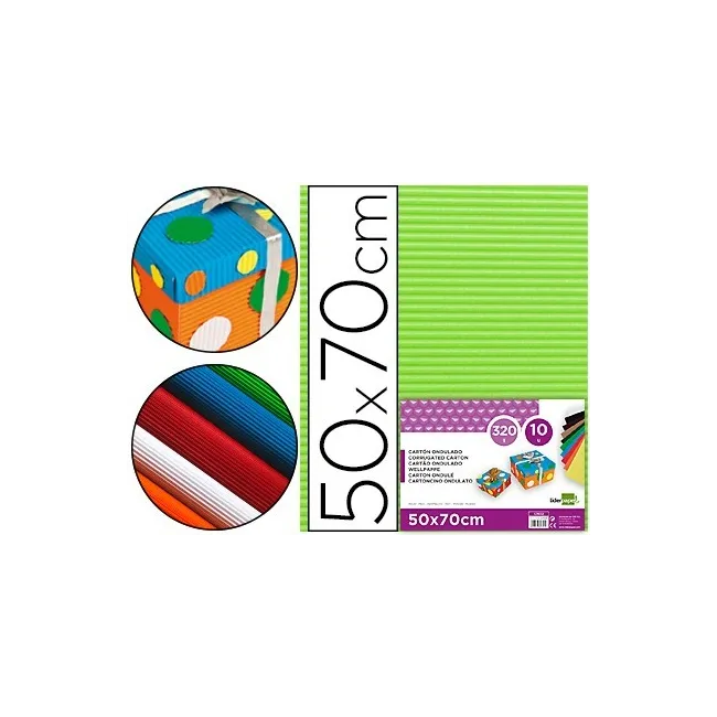 CARTON ONDULADO LIDERPAPEL 50 X 70CM 320G/M2 VERDE PISTACHO